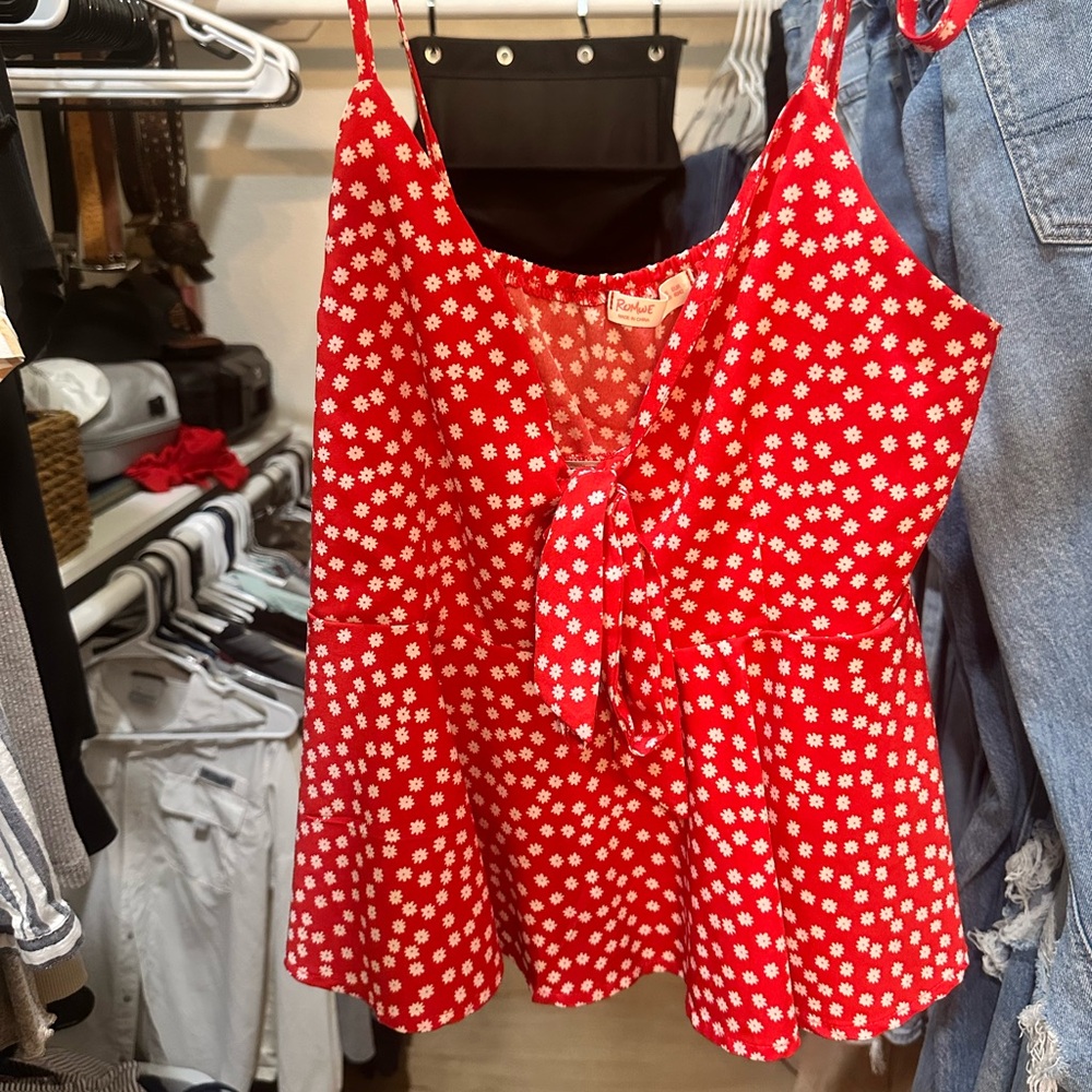 ROMWE Red Floral Camisole Top